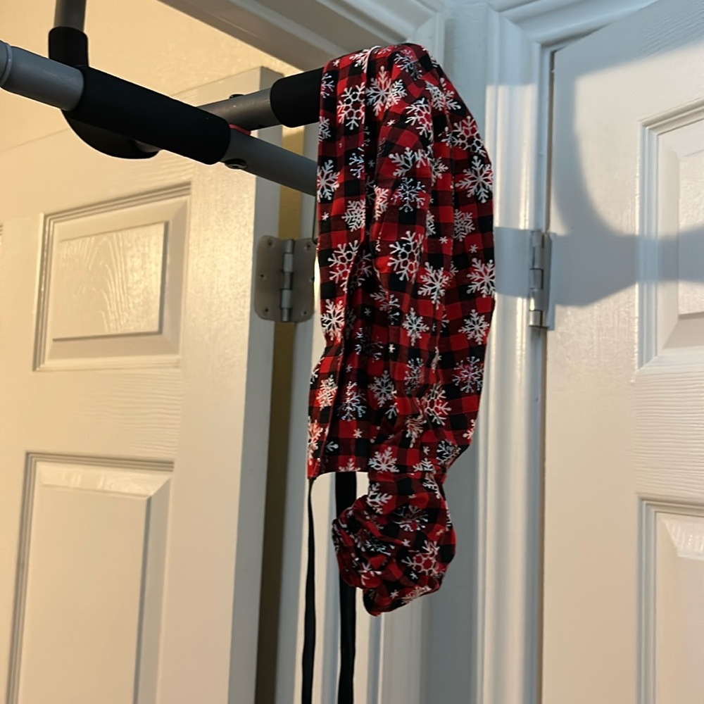Winter plaid ponytail scrub hat